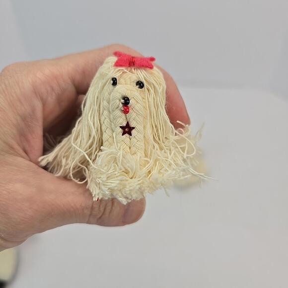 Vintage Lot of 2 Handmade Dogs from Threads White - Picture 6 of 14